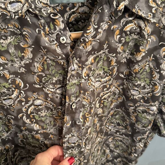 Vintage Michael‎ Thomas Men Shirt L -Abstract Floral 100% Egyptian Cotton Casual - Picture 5 of 6